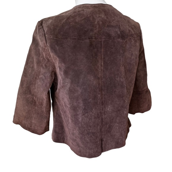 Live A Little Distressed Leather Swing Jacket, Brown. - Picture 5 of 11